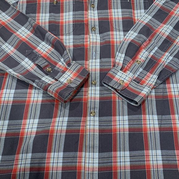 LL Bean Men Blue Red Plaid Long Sleeve Flannel Button Up Shirt Size X-Large XL - Picture 6 of 8